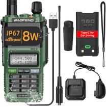 Rádio amador BAOFENG UV-9R Pro 8W, rádio amador portátil de banda dupla, tripotência, transceptor impermeável, walkie-talkies, recarregável com cabo de carregamento tipo C para acampamento, caça, equipamento de sobrevivência