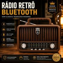 Rádio Antigo Clássico Bivolt Bluetooth AM FM Cartão SD Decoração Presente Recarregável Portátil Rádio Antigo Clássico Bivolt Bluetooth AM FM Cartão SD Decoração Presente Recarregável Portátil