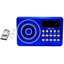 Radio Antigo Fm Usb Sd Mp3 Pen Drive 32Gb Metal Com Chaveiro