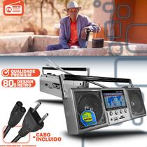 Rádio Antigo Retrô Portátil CNN752RU AM FM SW USB Cartão TF SD Dois Alto Falantes 3 Polegadas Bivolt Estilo Vintage