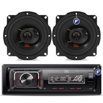 Radio Automotivo Jbl Mp3 Player Bluetooth Sem Toca Cd + 2 Alto Falantes Jbl 5 Polegadas Portas Tampão