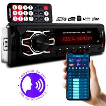 Rádio Automotivo MP3 1 Din Bluetooth 2 USB SD Auxiliar C/ Comando de Voz Universal Somzin Rádio Automotivo MP3 1 Din Bluetooth 2 USB SD Auxiliar C/ Comando de Voz Universal Somzin