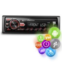 Rádio Automotivo Pioneer MVH-98UB MP3 Player 1 Din LCD Media Receiver Smartphone Android USB AUX