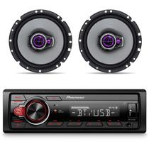Rádio Automotivo Pioneer MVH-S218BT Som Bluetooth MP3 Player 1 Din + Alto Falante Pioneer 100W RMS