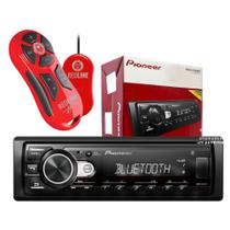 Rádio Automotivo Pioneer Mvh235bt Aparelho Pioneer Para Som Automotivo Bluetooth Usb Am Fm mais Controle Remoto Longa Distância JFA Red Line