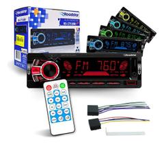 Rádio Automotivo Roadstar RS2751BR Bluetooth USB FM MicroSD AUX Controle Remoto Iluminação RGB Som Universal Rádio Automotivo Roadstar RS2751BR Bluetooth USB FM MicroSD AUX Controle Remoto Iluminação RGB Som Universal