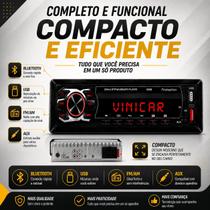 Rádio Automotivo Universal Bluetooth USB MP3 Entrada Auxiliar P2 FM
