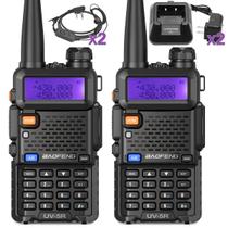 Rádio bidirecional Baofeng UV-5R de banda dupla de longo alcance, pacote com 2