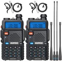 Rádio bidirecional Baofeng UV-5R recarregável de longo alcance, pacote com 2 unidades