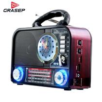 Rádio Bluetooth Grasep Fm/Am Mp3 Usb Recarregável Analógico