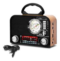Rádio Bluetooth Retro Fm Am Sw Usb Portátil Relógio