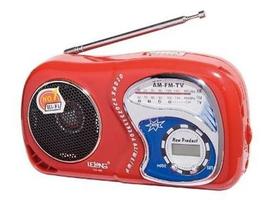 Rádio - Bolso Portátil Com Relogio Am/ Fm VERMELHO