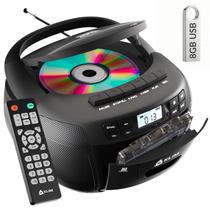 Rádio Boombox KLIM com Leitor de CD e Fitas Cassete, Bluetooth, AM/FM Rádio Boombox KLIM com Leitor de CD e Fitas Cassete, Bluetooth, AM/FM