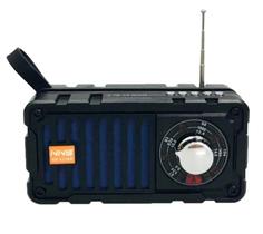 Rádio Caixa de Som Solar Recarregável USB Lanterna Azul