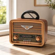 Rádio Caixa Som Portátil Bluetooth Vintage Bateria e Bivolt Rádio Caixa Som Portátil Bluetooth Vintage Bateria e Bivolt