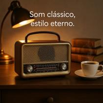 Rádio Clássico Retrô FM AM SM Cartão TF Músicas Controle Remoto Energia Elétrica Bateria Tecnologia