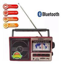 Rádio Com Bluetooth Portátil Classico Vintage 11 Faixas Usb/sd Am Fm Bivolt 110/220v - Envio Rápido