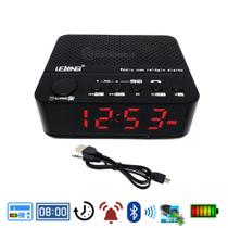 Rádio Com Relógio Alarme Despertador Digital De Mesa Bluetooth Alta Qualidade LE674 - Lelong