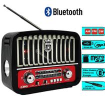 Rádio Completo Vintage + Lanterna Luz Led Bluetooth Am/Fm/Sw Para Casa Praia Viagens Escritório LE601DO