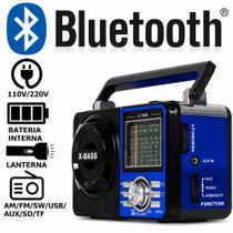 Rádio Cor Azul Retrô Com Bluetooth Lanterna USB SD FM Portátil Recarregável - Enviamos no mesmo dia