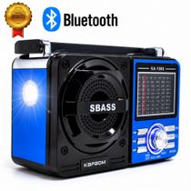 Rádio Cor Azul Retrô Pendrive Am/fm Bluetooth Lanterna Usb Recarregável Bivolt 110v/220