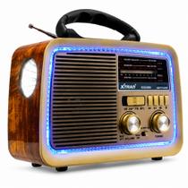 Rádio Cor Madeira Portátil Retrô Am Fm A Pilha Com Cabo Energia Bluetooth Entrada Pen driver