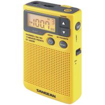 Rádio de bolso Sangean DT-400W com alerta meteorológico AM/FM amarelo
