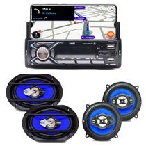 Rádio De Carro C/ Suporte + Falante 6x9 100w + Som De 5 Pol - TECHONE