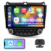 Rádio de carro estéreo para Honda Accord 7º 2003 2004 2005 2006 2007, Android 13 2G+64G Wireless Carplay Android Auto, rádio de carro com tela sensível ao toque de 10 polegadas, Bluetooth, WiFi, GPS, Navi, FM/AM, unidade principal, câmera de backup