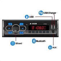 Rádio de Carro H-Tech Bluetooth 1 Din Som Automotivo USB SD FM AUX RCA com Controle Remoto - HT-1023