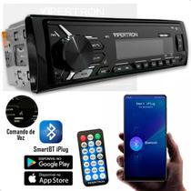 Radio de Carro Som MP3 Bluetooth Comando por Voz USB SD Controle App 4 Ohms Universal - Vipertron