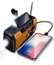 Rádio de Emergência com Energia Solar e Manivela, USB, LED e Alarme SOS - FosPower