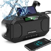 Rádio de emergência com manivela, alto-falante Bluetooth solar à prova d'água, portátil AM, FM, NOAA, Weather, recarregável, 5000mAh, rádio de vento, lanterna, carregador de telefone, SOS, Survival Storm Hurricane