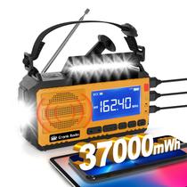 Rádio de Emergência com Manivela yesiwtc 37000mWh Solar AM/FM LCD