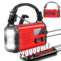 Rádio de emergência Lanshanchu 20000mAh com manivela solar vermelha