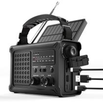 Rádio de Emergência OnLyee 12000mAh com Energia Solar, Manivela e LED