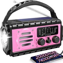 Rádio de emergência QAUYYW 74.000 mWh com NOAA Weather Alert Pink