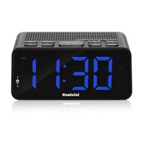 Rádio-despertador digital Homicial com rádio AM/FM, dígitos LED multicoloridos de 1,4”, predefinido, temporizador e tela nítida com dimmer para cabeceira do quarto, alimentado por bateria/plug-in