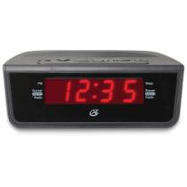 Rádio Despertador GPX C224B Alarme Duplo AM/FM Vermelho LED Preto