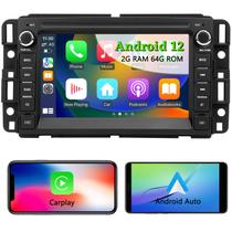 Rádio estéreo para carro Android 12 com CarPlay Bluetooth GPS 7" IPS