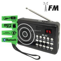 Rádio Fm Portátil Com Bluetooth Mp3 Recarregável USB JD32
