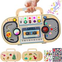 Rádio LED Montessori Busy Board Ansee com interruptores e música Rádio LED Montessori Busy Board Ansee com interruptores e música