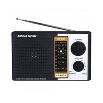 Rádio Mega Star RA18B AM/FM 4 Bandas- Lançamento