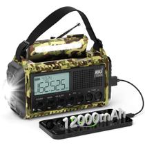 Rádio meteorológico de emergência PPLEE 12000mAh com manivela solar