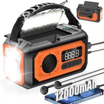 Rádio meteorológico de emergência UYEIKMLOP 12000mAh com painéis solares Rádio meteorológico de emergência UYEIKMLOP 12000mAh com painéis solares
