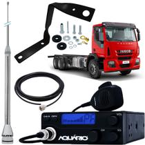 Radio Móvel Px 40 Canais Antena Inox 2,70 metros Alongador 60cm Cabo 5,5m Suporte Dianteiro Iveco Tector Lado Carona