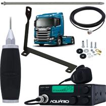 Rádio Móvel Px 40 Canais Antena Inox 2,70 Metros Alongador 60cm Suporte Traseiro Motorista Scania Streamline Cabo 5,5 Metros Kit Parafusos Anti-Furto