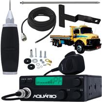 Radio Móvel Px 40 Canais Antena Inox 2,70 metros Cabo 5,5m Alongador 60cm Suporte Dianteiro Mercedes Benz Antigo Lado Direito Carona Cara Preta