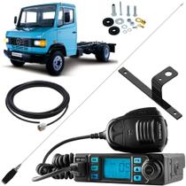 Rádio Móvel Px 80 Canais RP-50 Antena Inox 1,40 metros Cabo Coaxial 5,5m Suporte Lado Motorista MB Mercedinho 709 710