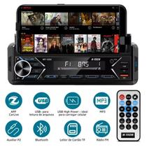 Rádio MP3 1 Din H-Tech HT-1223 USB SD Card Bluetooth com Suporte de Celular